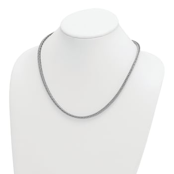 Rhodium Over Sterling Silver Polished 4.0mm Franco 24 Inch Chain