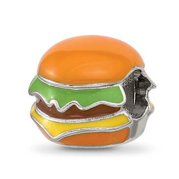 Sterling Silver Kids Enamel Cheese Burger Bead