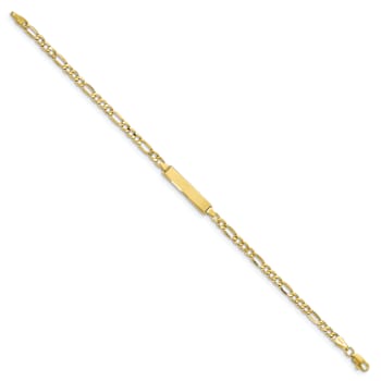 10k Yellow Gold Figaro Link ID Bracelet