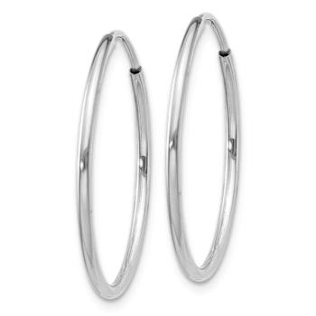 Rhodium Over 14k White Gold Polished 1" Endless Tube Hoop Earrings