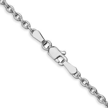 Rhodium Over 14k White Gold 2.4mm Solid Round Open Link Cable 16 Inch Chain