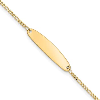 14K Yellow Gold Figaro Baby Oval ID Bracelet