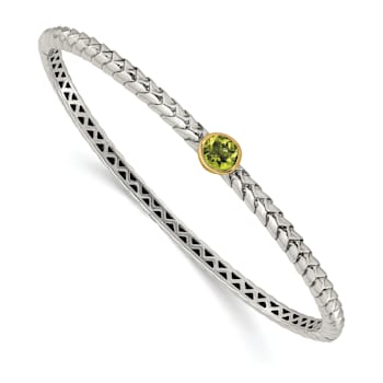 Sterling Silver with 14K Gold Over Sterling Silver Accent Oxidized
Peridot Bangle Bracelet