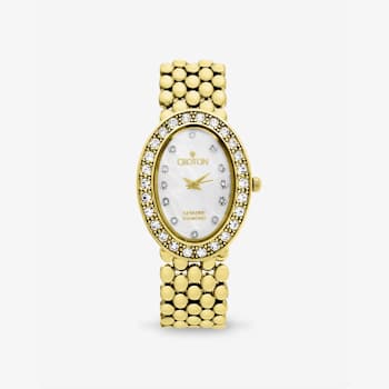 Croton The Valissa Gold Tone Oval Mother Of Pearl Dial Watch with
Diamond Markers
