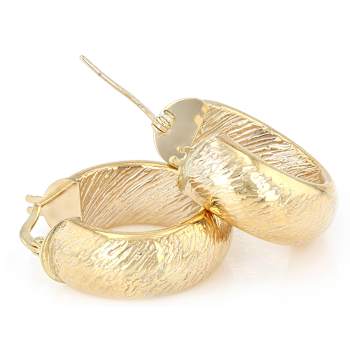 Classic Diamond-Cut Wide Hoop Earrings In 10K Gold
