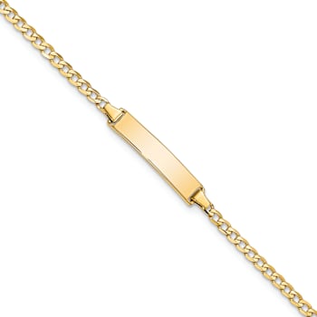 10k Yellow Gold Flat Curb Link ID Bracelet