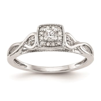 Rhodium Over 14K White Gold First Promise Diamond Promise/Engagement
Ring 0.20ctw