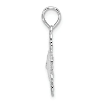 Rhodium Over Sterling Silver Polished Smiling Sun Pendant