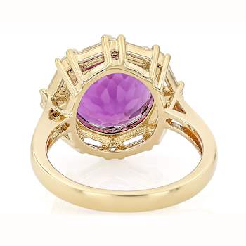 Amethyst And Lab-Created White Sapphire Ring In 18K Gold Over Sterling Silver