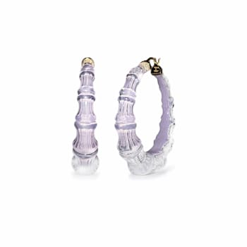 14K Yellow Gold Over Sterling Silver Acrylic and Hand Painted Enamel
Bamboo Illusion Hoops- Lavender