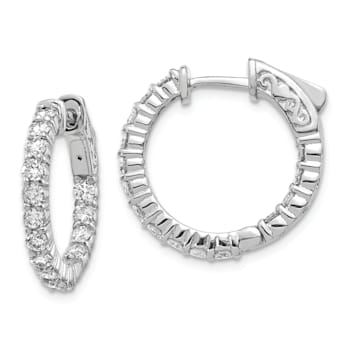 Rhodium Over 14K White Gold 1.5ct. 2.30mm G H I True Light Moissanite
Hoop Earrings