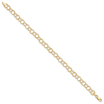 10k Yellow Gold 6mm Triple Link Charm Bracelet