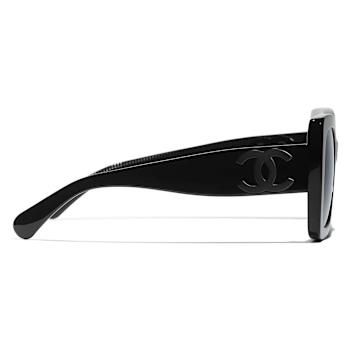 Chanel Black Frame with Large "CC Black Logo / Gray Lens Sunglasses