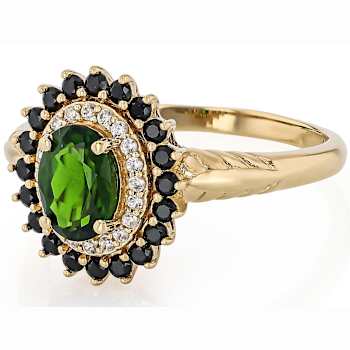 Chrome Diopside, Black Spinel And White Zircon Ring In 18K Gold Over
Sterling Silver 1.24ctw