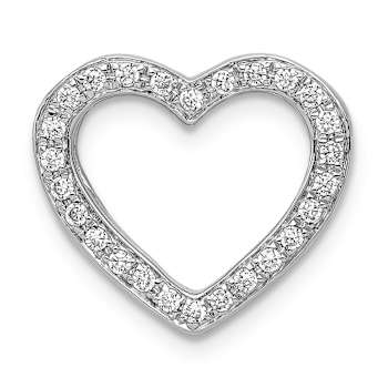 Rhodium Over 14k White Gold Diamond Heart Chain Slide