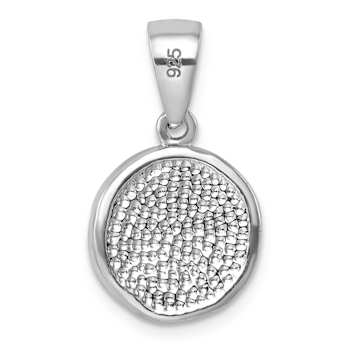 Rhodium Over Sterling Silver Polished Crystal Sand Dollar Pendant