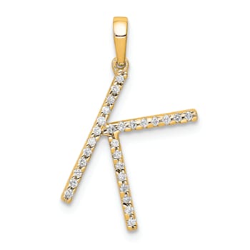 14K Yellow Gold Diamond Letter K Initial Pendant