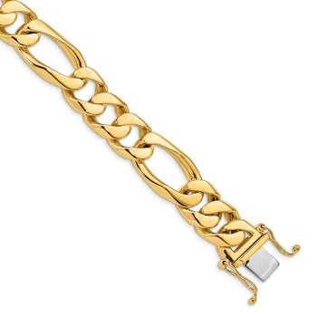 14k Yellow Gold and 14k White Gold 13mm Hand-Polished Figaro Link Bracelet