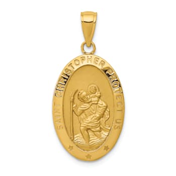 14K Yellow Gold Saint Christopher Medal Pendant