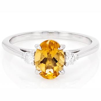 CitrIne And Lab-Grown Diamond Three-Stone Ring In Sterling Silver