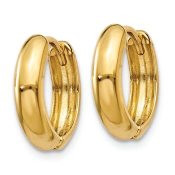 14K Yellow Gold 7/16" Polished Hinged Hoop Earrings