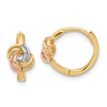 14k Yellow and 14k Rose Gold with Rhodium Over 14k Yellow Gold
7/16" Love Knot Hinged Hoop Earrings