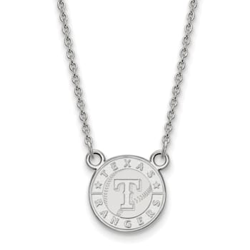 Rhodium Over Sterling Silver MLB LogoArt Texas Rangers Pendant Necklace