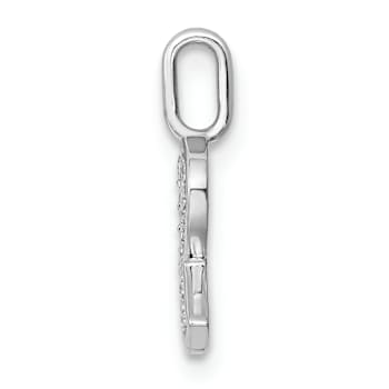 14K White Gold Diamond Letter R Initial Pendant