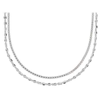 Twisted Serpentine And Diamond-Cut Popcorn Chain Necklace Set Of 2 In
Sterling Silver 24 Inch