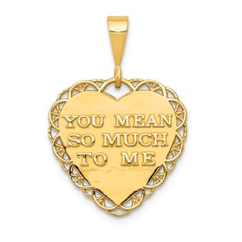 14k Yellow Gold Textured Reversible For My Wonderful Sister Heart Pendant