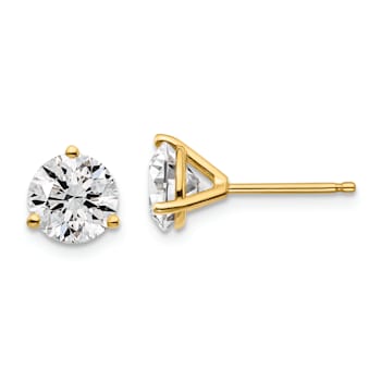 14K Yellow Gold Certified Lab Grown Diamond 2ct. VS/SI GH+, 3 Prong Stud Earrings