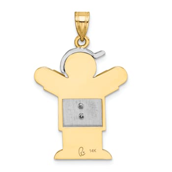 14k Yellow Gold and 14k White Gold Satin Boy with Cap on Right Diamond Pendant