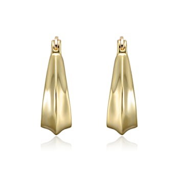 Sculptural Oblong Hoop Earrings In 14K Gold Over Brass
