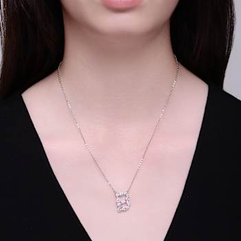 Initial B Mixed Cut CZ Pendant Necklace In Sterling Silver 18 Inch
