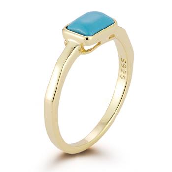 Rachel Zoe Rectangular Lab-Created Turquoise Solitaire Ring in 14K Gold
Over Sterling Silver