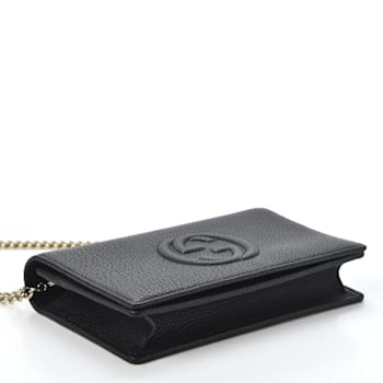 Gucci Soho Wallet on Chain Black Leather Crossbody Clutch Bag