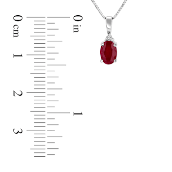 0.55ctw Oval Ruby and Round White Diamond Accent Pendant in 14k White Gold