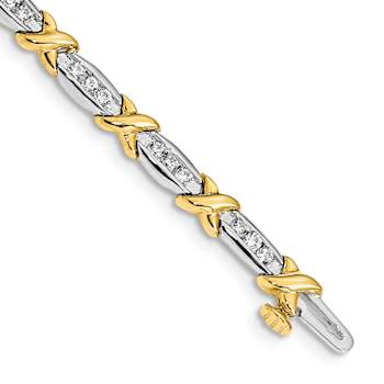 14k Yellow Gold and 14k White Gold Polished Fancy Diamond Bracelet