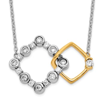 14K Two-tone Gold Lab Grown Diamond SI1/SI2, G H I, Square Interlocking
18 Inch Necklace 0.41ctw