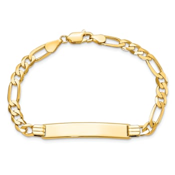 10k Yellow Gold Cut-out Heart Figaro Link ID Bracelet