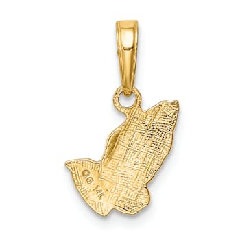 14k Yellow Gold Praying Hands Pendant