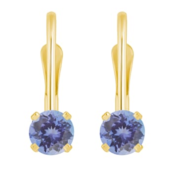 4mm Round Tanzanite 14k Yellow Gold Drop Earrings