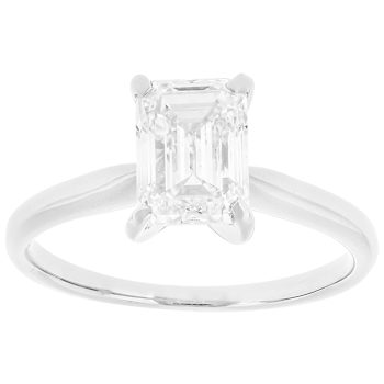 Lab-Grown Diamond Emerald-Cut Solitaire Ring In 14K White Gold 2.00ct