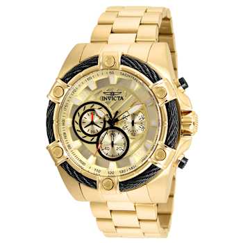 Invicta Bolt 52mm Yellow Dial Stainless Steel Band Quartz Watch