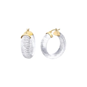 14K Yellow Gold Over Sterling Silver Clear Wide Acrylic Hoops With
Diamond Cut