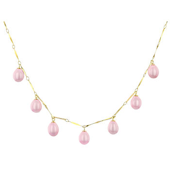 Lavender Freshwater Pearl Drop Necklace In 18K Gold Over Sterling Silver