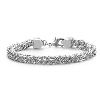 Mesh Link Bracelet In Rhodium Over Brass