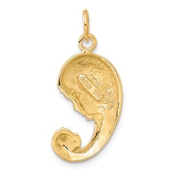 14k Yellow Gold Satin and Diamond-Cut Mother and Baby pendant