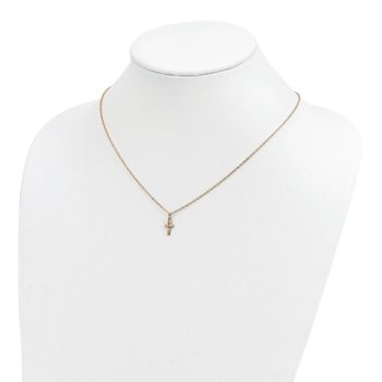 10k Yellow Gold With 12k Rose Gold and 12k Green Gold Accent Cross
Pendant With 18 Inch Ropa Chain