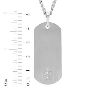 Robert Alton Mn's Dog Tag Pendant With Chain In Stainless Steel 0.05ctw